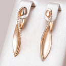 Kinel Trend 585 Rose Gold Color Glossy Drop Earrings for Women Fashion Creative Natural Zircon Unique Romantic Daily Jewelry