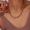 2022 New Tarnish Free Stainless Steel 18K Gold Plated Women's 8mm Chunky Twisted Rope Chain Necklace Trendy Gold Bracelet