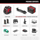 YEVOLT YVGLL4XS12 Series Green Laser Level 3-Plane 12-Line Self-leveling 360 3D Horizontal & Vertical 3.6V 3Ah Power Tools