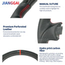 Hydro Printed Carbon Fiber Steering Wheel For Nissan 370z 2009-2021 Racing Wheel Perforated Leather Red Stitching Steering Wheel