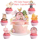 Farm Animal Cupcake Toppers Birthday Cake Decorations Pink Farm Happy Birthday Cake Topper Baby Showers Supplies