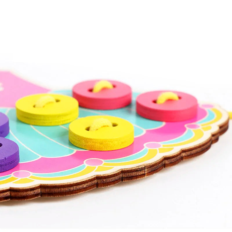 1Set Children's Montessori Learn Basic Life Skills Teaching Aid Skirt Clothes Threading Button Sewing Board Game Educational Toy