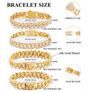 4Pcs Cuban Chain Bracelet for Women Men HipHop Bling Iced Out Chain Full Rhinestone Paved Chunky Metal Bracelet Set Jewelry Gift