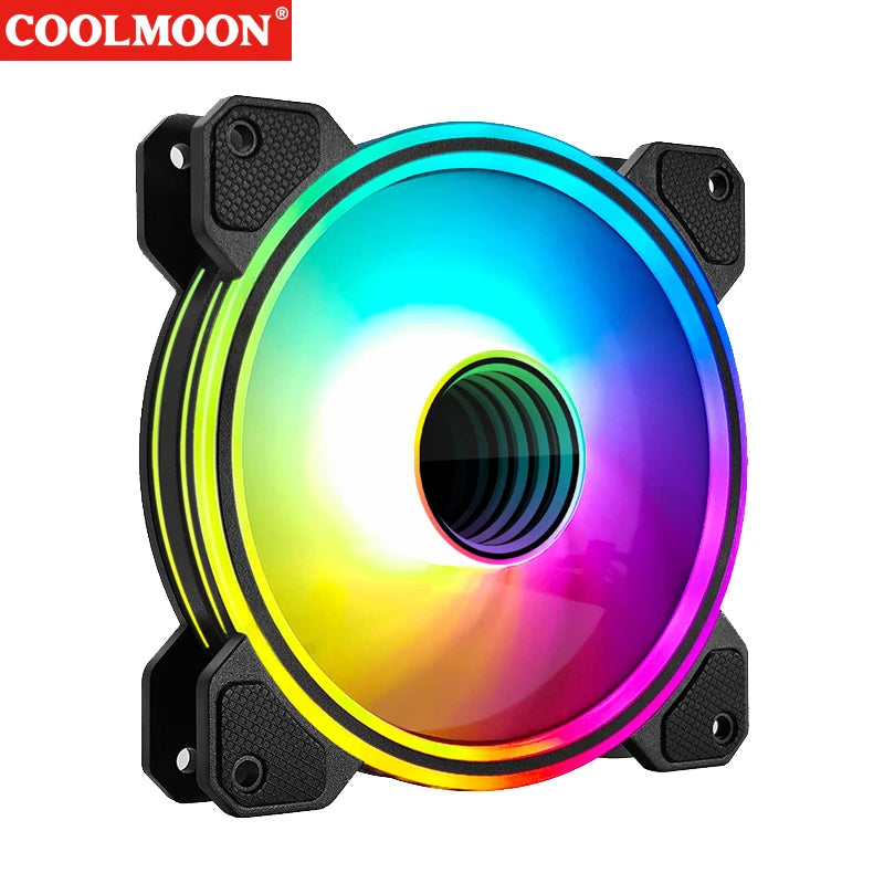 COOLMOON Chassis Cooler Radiator 4Pin PWM Silent PC Case Cooling Fan 120mm 5V 3Pin ARGB Aura Sync Computer Cooler