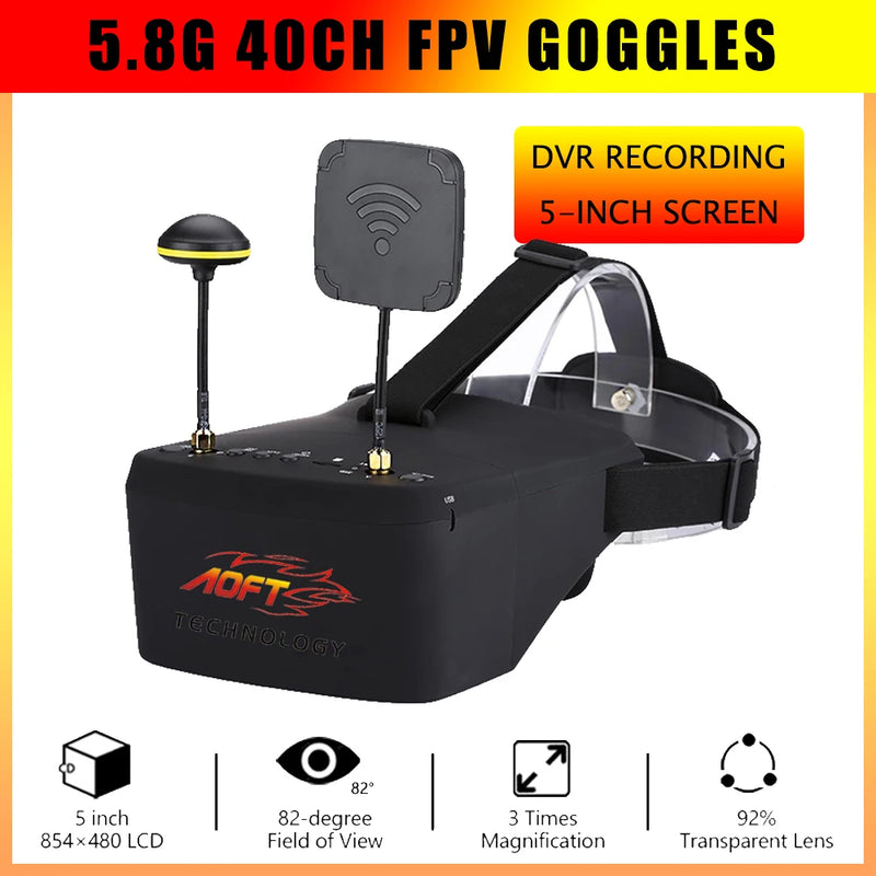 EV800D 5.8G 40CH 5 Inch 800*480 Video Headset HD DVR Diversity FPV Goggles With Battery For RC Model