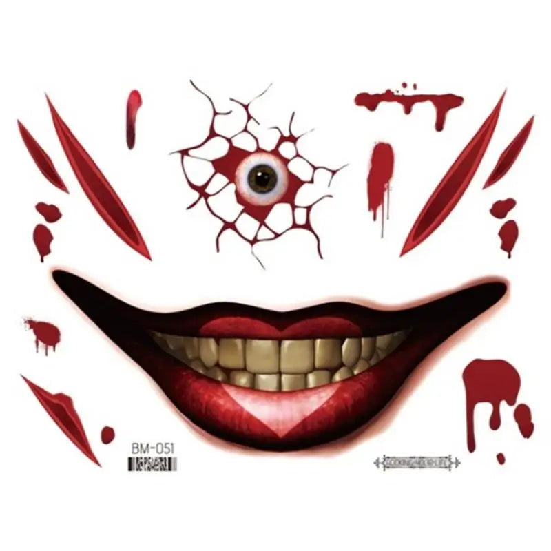 Halloween Scary Tattoo Stickers Crawl Scary Eye-catching Evil Unique Ghost Face Accessories Horror Movie Style Makeup Fake Scar