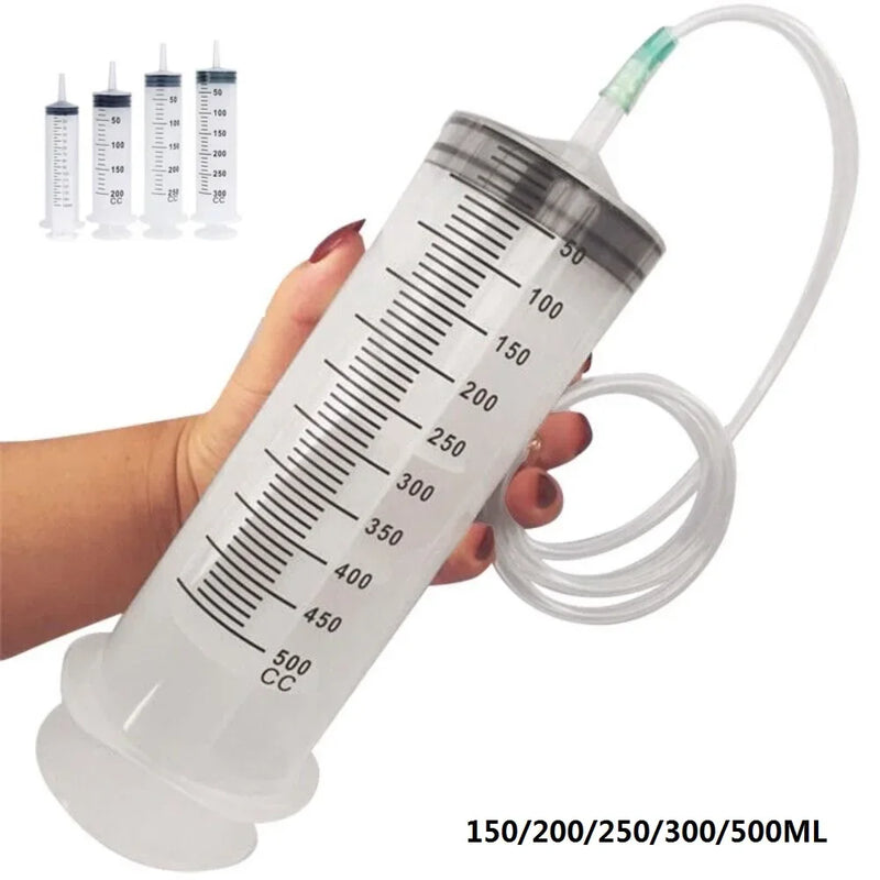 150/200/250/300/500ml Large Capacity Syringes With 1m Hose Pet Feeding Measuring Pump Hydroponics Nutrient Big Syringe