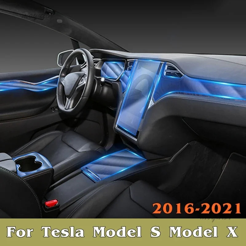 For Tesla Model S X 2016-2021 Car Gearbox Panel Navigation Screen Automotive Interior TPU Protective Film Anti-Scratch Sticker