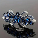 3 PCS Rhinestone Crystal Hair Clips, Silver, Floral Style for Women