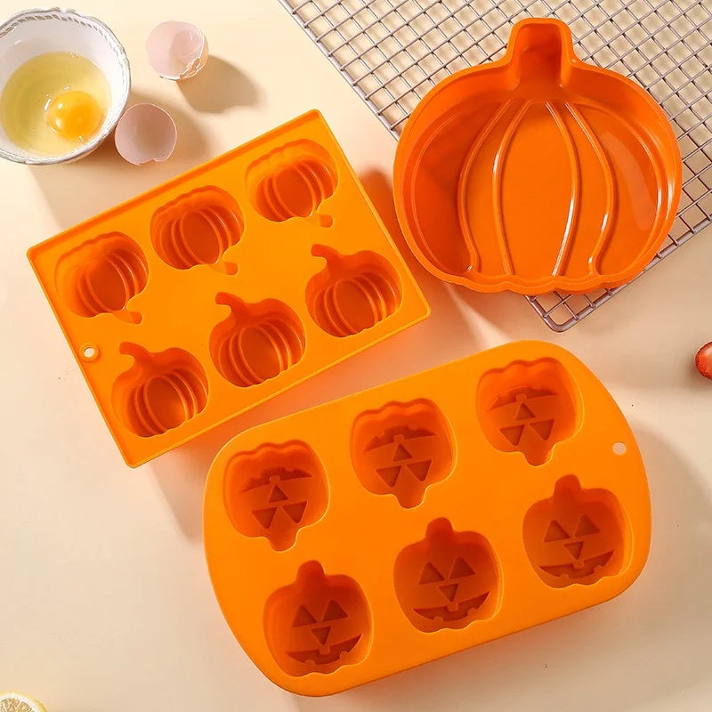 Halloween Moulds Pumpkin Shape Silicone Cake Mold DIY Halloween Skull Pumpkin Chocolate Cookie Baking Cake Pudding Fondant tools