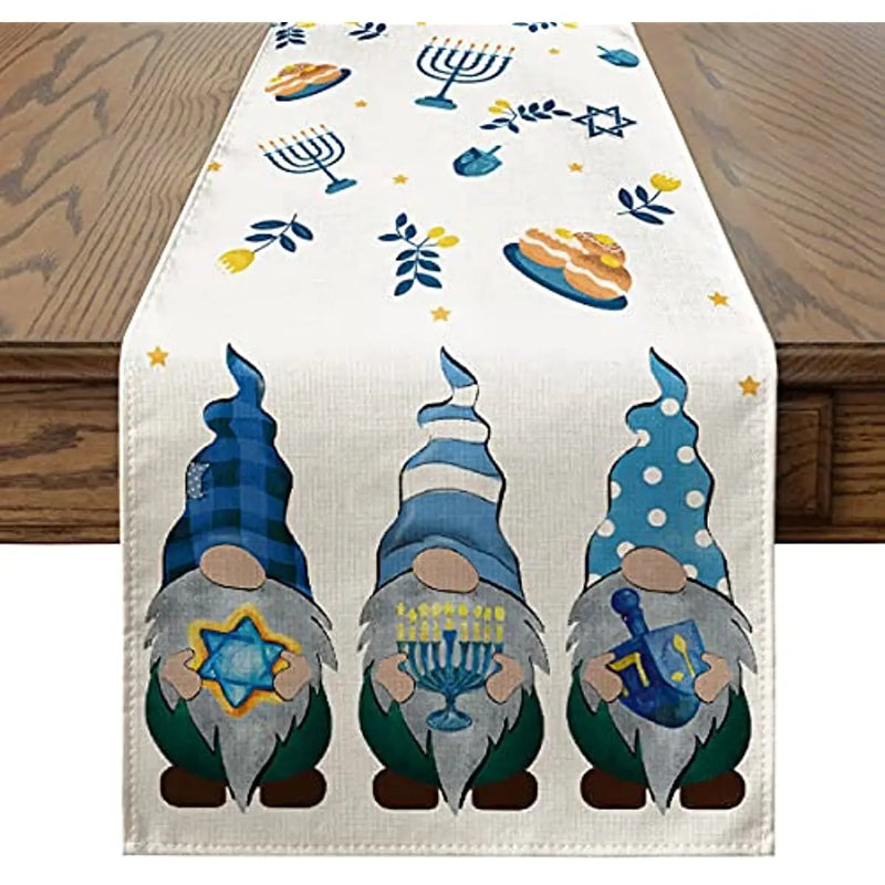 Passover Easter Table Runner Jewish Menorah Hanukkah Holiday Kitchen Coffe  Indoor Outdoor Home Party Decoration cloth