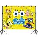 Cartoon Yellow Sponge-Bob Theme Party Supplies Disposable Tableware Plate Cup Tablecloths Balloons For Kids Birthday Baby Shower