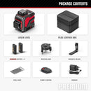 YEVOLT YVGLL4XS12 Series Green Laser Level 3-Plane 12-Line Self-leveling 360 3D Horizontal & Vertical 3.6V 3Ah Power Tools