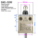 High strength waterproof travel limit switch D4C-1202 1201 1203 1220 1224 1231 1232 1233 1250 1260 1620 3324 Enclosed switch1227