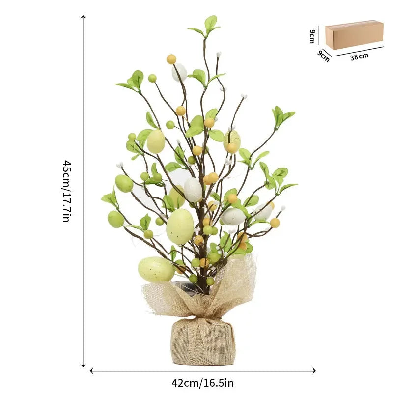 LED Light Easter Decoration Easter Egg Tree with Lamp Home Desktop Window Ornament  Kit Toy Table Living Room Party Decor 2024
