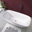 67" Acrylic Free Standing Tub - Classic Oval Shape Soaking Tub, Adjustable Freestanding Bathtub with Integrated Slotted Overflow