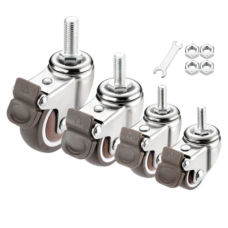 4PCS Furniture Casters Wheels Mute Rubber Pulley Roller Wheel Screw Caster Universal Wheel M6 M8 M10 Household Component