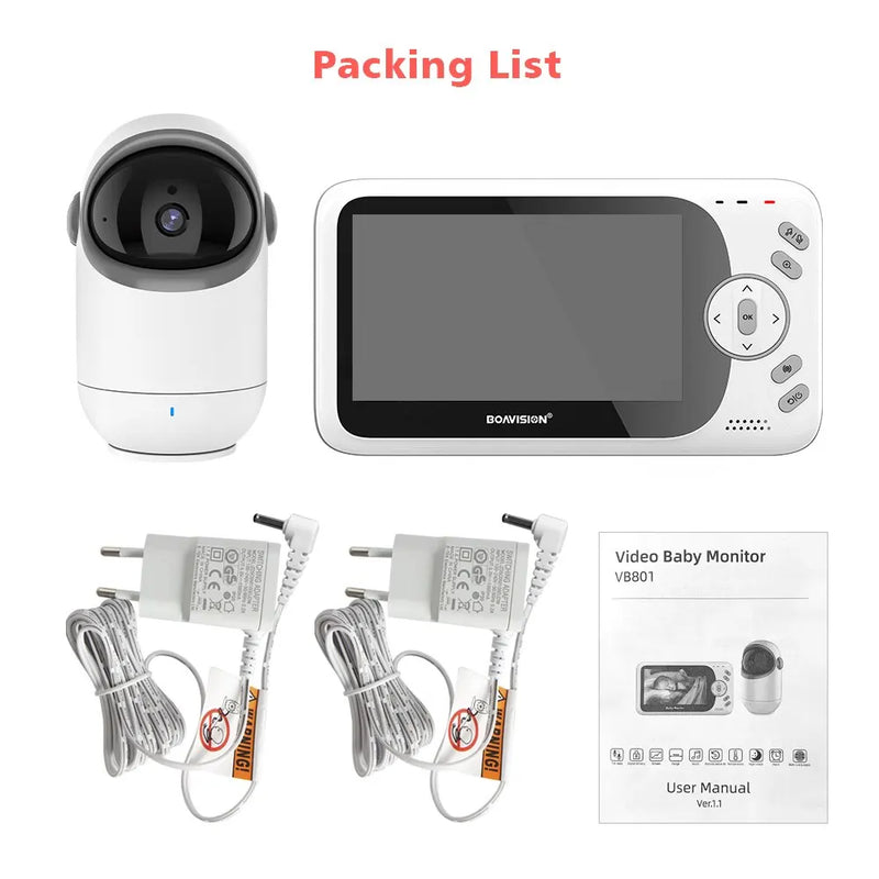 4.3 Inch Video Baby Monitor With Pan Tilt Camera 2.4G Wireless Two Way Audio Night Vision Security Camera Babysitter VB801