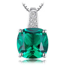 JewelryPalace Simulated Nano Green Emerald Created Ruby 925 Sterling Silver Pendant Necklace Women Gemstone Solitaire No Chain