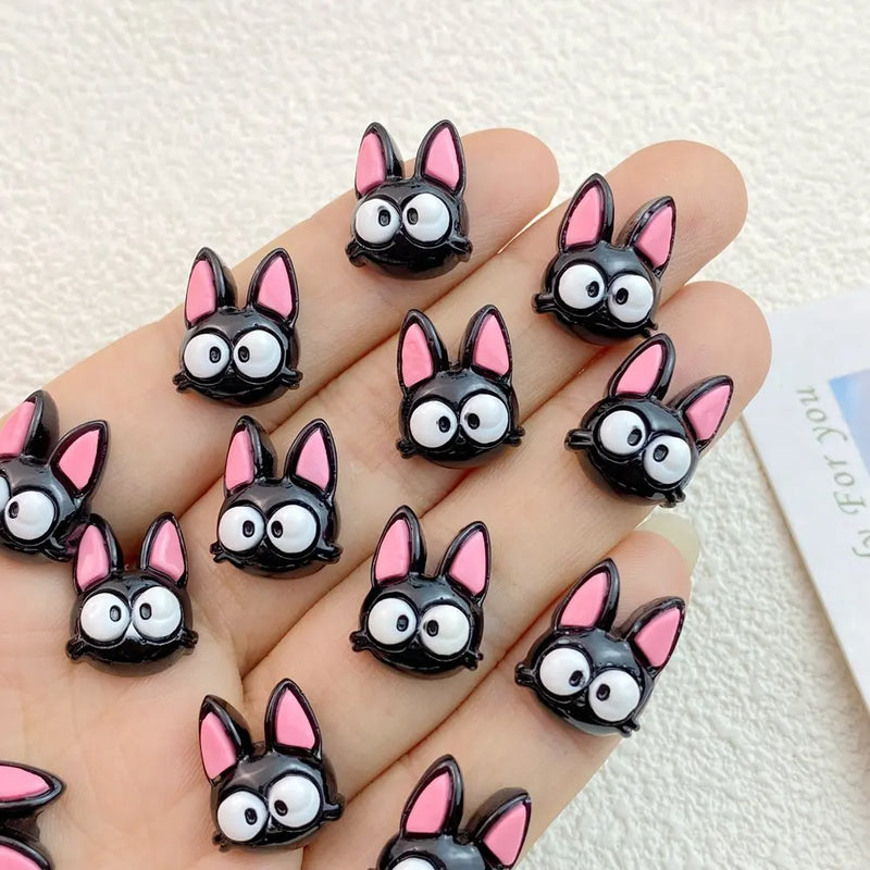 10/20Pcs New Cute Resin Cartoon Black Cat Flat Back Manicure Parts Embellishments For Hair Bows Accessories