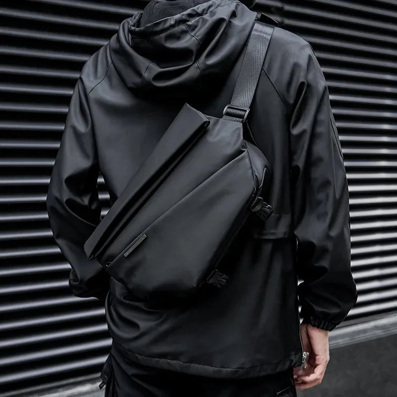 MATE ELAN Premium Waterproof Magnetic Buckle Crossbody Bag Personality Fashion Men Messenger Bag Black Minimalist Shoulder Bags