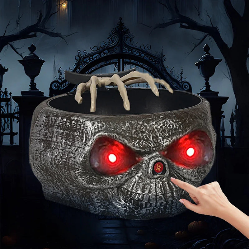 Halloween Electric Toy Candy Bowl with Jump Skull Hand Scary Eyes Party Creepy Decoration Haunted Skull Bowl Ktv Bar Horror Prop