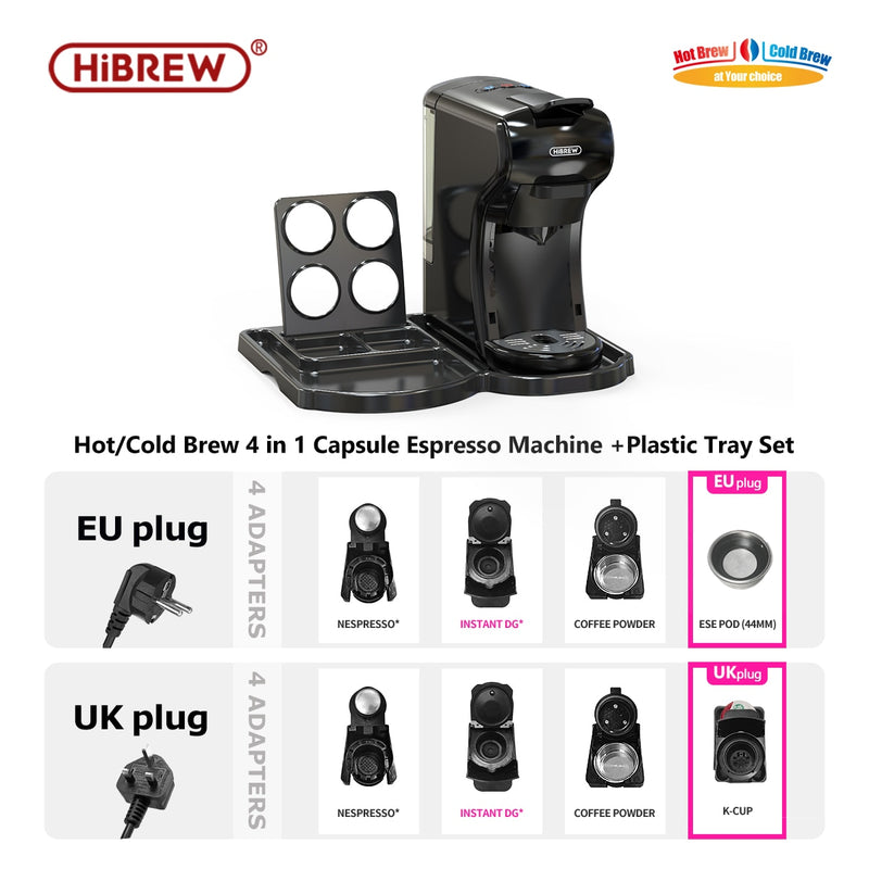 HiBREW Coffee Machine 19 Bar 4in1 Hot &amp; Cold Multiple Capsule Espresso Cafetera Pod Coffee Maker Dolce Milk Nexpresso Powder H1A