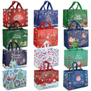 48PCS Christmas Reusable Grocery Bags, Tote Bags With Handles, Christmas Treat Bags, Multifunctional Non-Woven Bags For Gifts Wr