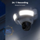 AOSU 3K UHD WiFi Floodlight Camera Outdoor 360° View Color Night Vision Wireless Security Camera PIR Detection 2-way Audio