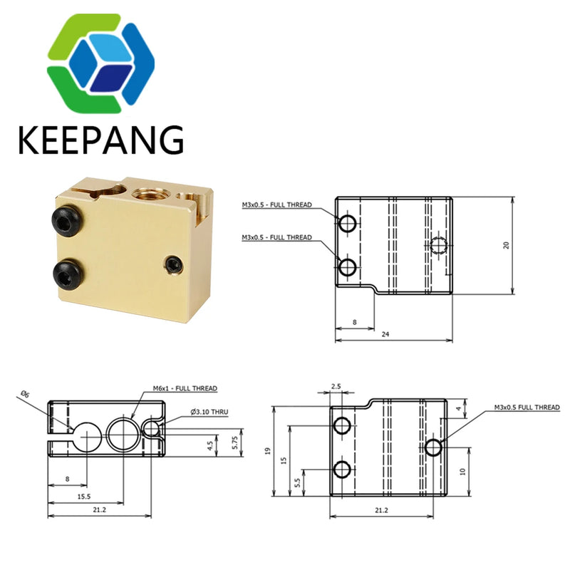 1pcs High Quality Volcano Copper Heater Block Upgrade PT100 Aluminum Heating Block for E3d Volcano Hotend 3D Printer Parts