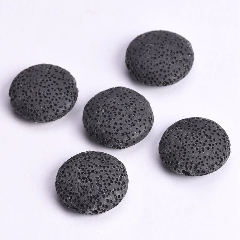 5pcs Natural Volcano Lava Stone Flat Round 20mm 27mm 32mm Loose Crafts Beads lot for Jewelry Making DIY Earring Findings