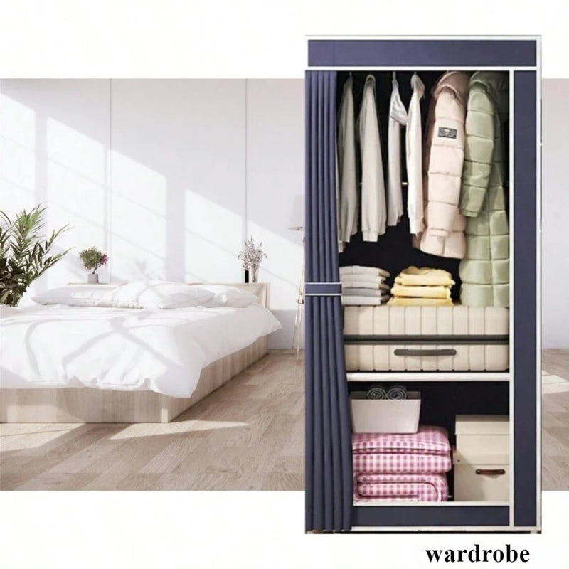 Simple Wardrobe Foldable Closet Minimalism Fabric Storage Cabinet Dust Proof Foldable Clothing Hanger Bedroom Clothing Cabinet