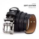 2023 BISON DENIM Men Belts Cow Split Genuine Leather Pin Buckle Business Waist Straps Retro Pin Buckle Fancy Male Belt For Jeans