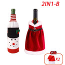 Christmas Wine Bottle Cover Set Santa Claus Snowman Knitted Wool Red Wine Bottle Bags For New Year Xmas Party Dinner Table Decor