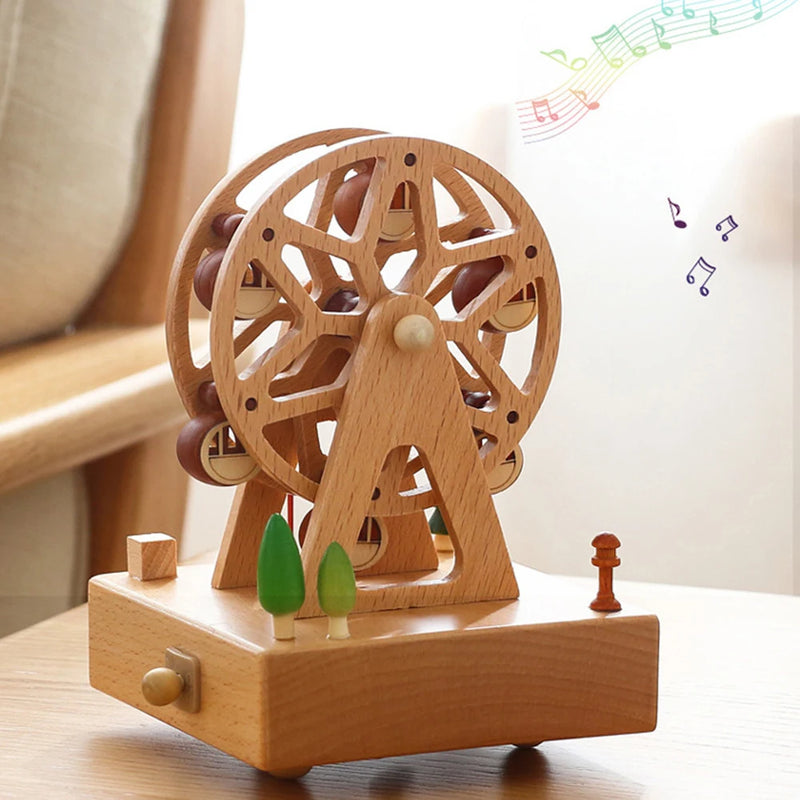 Elegant Wooden Music Box Castle Carousel Musical Box Birthday Christmas Gift For Girlfriend Boyfriend Music Sound Box Present