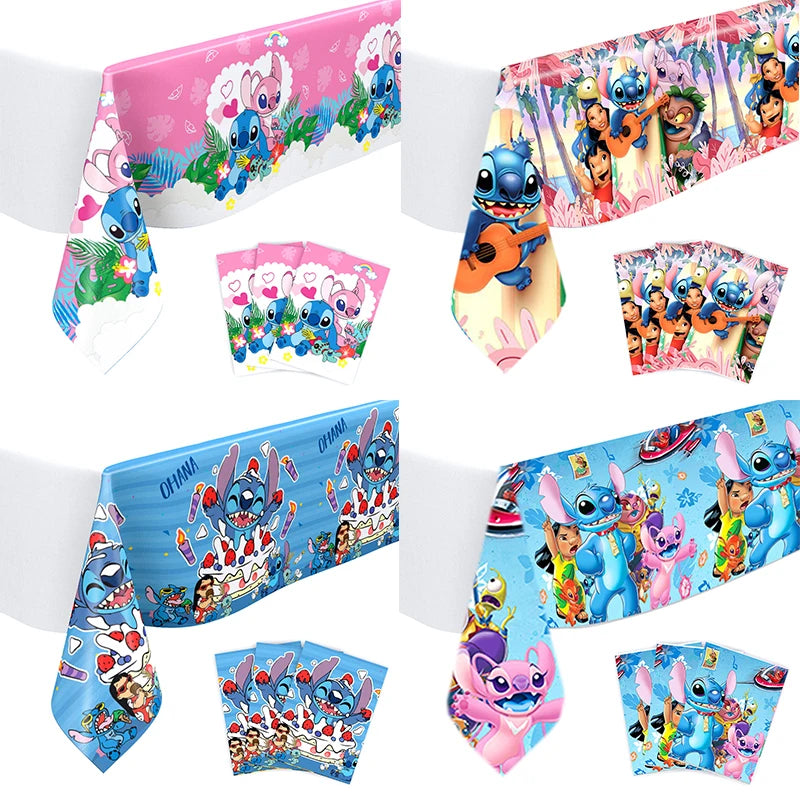 Disney Lilo&Stitch Party Gift Bags Kids Treat Party Supplies Blue Stitch Pink Angel Tablecloth For Kids Baby Shower Tablecover