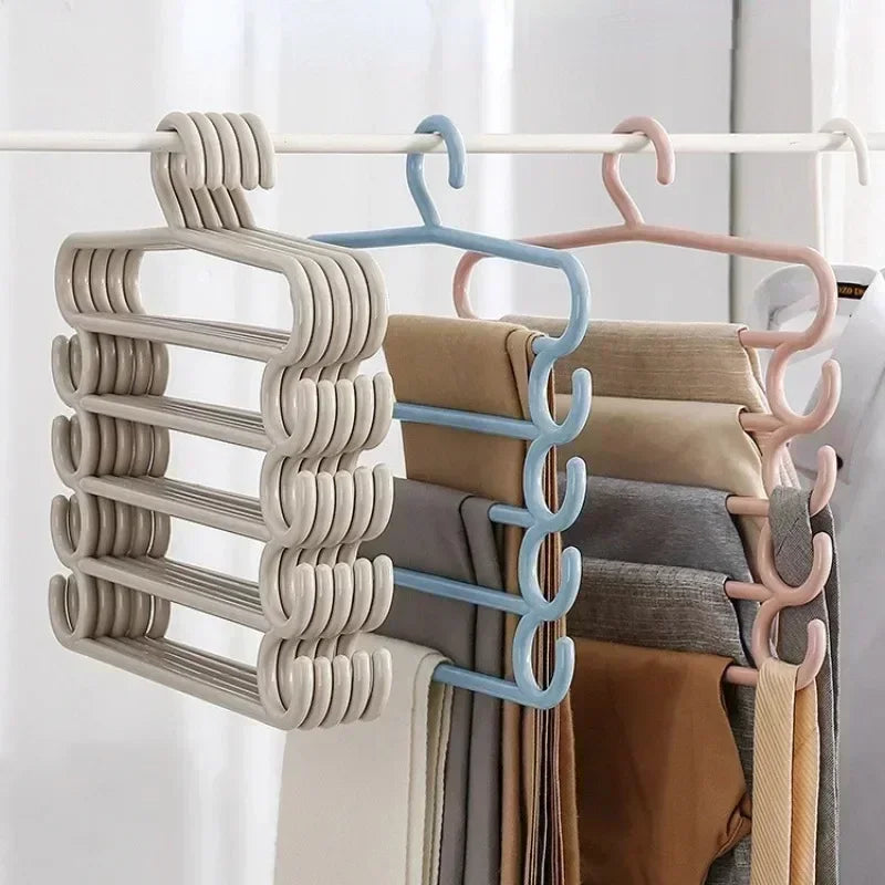 5 Layers Clothes Hangers Trousers Pants Hangers Towel Scarfs Racks Closet Storage Organizers Clothes Storage Organization