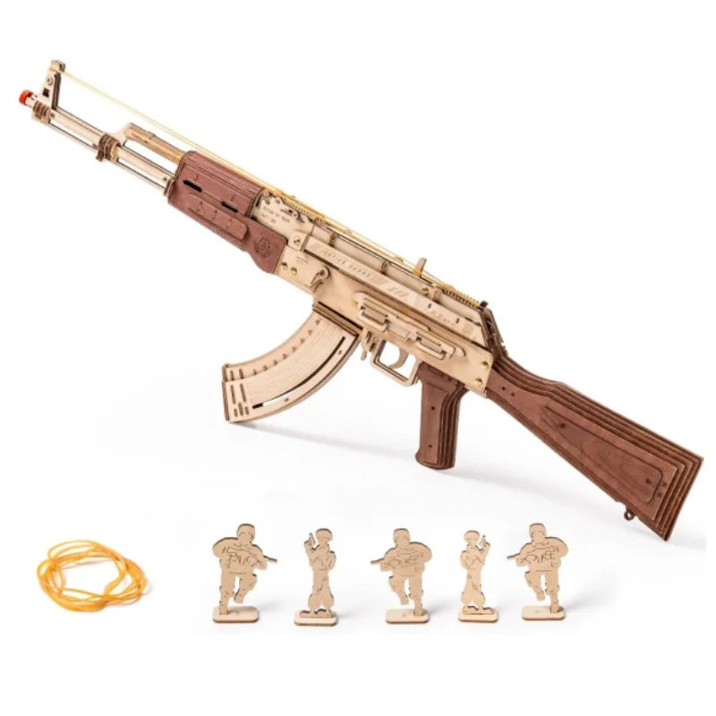 Robotime DIY 3d Wooden Puzzle Toy AK-47 Assault rifle building blocks Shooter Gifts For Children  Adult LQ901