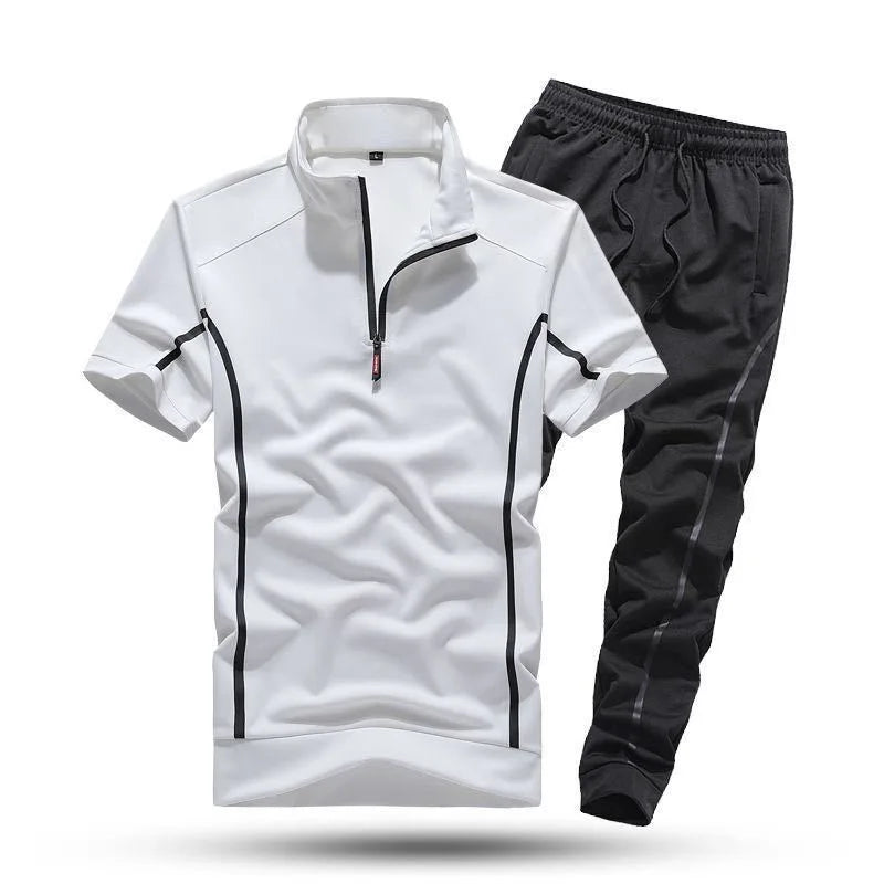 2023 Summer New Men's Classic Fashion Short Sleeve T-shirt Suit Men's Casual Comfort Large Size High-Quality Sports Suit M-5XL