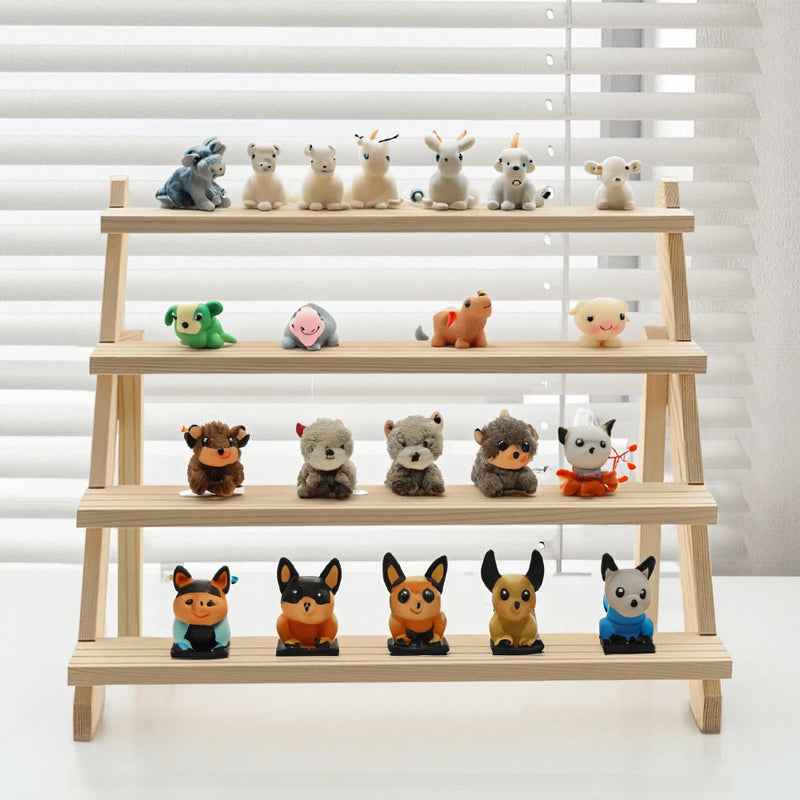 Livingandhome 4 Tier Pine Wood Desktop Display Stand, 39cm W x 32cm D x 40cm H