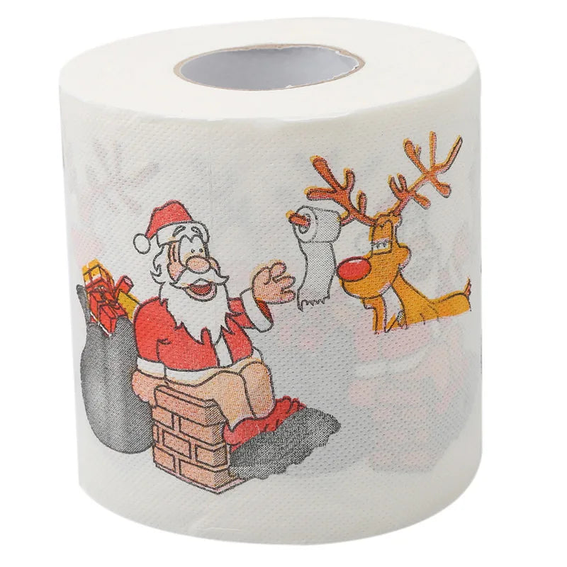 Toilet Paper Christmas Pattern Series Roll Paper Santa Claus Reindeer Hygienic Paper Creative Toilet Papers Rolls Funny Napkins