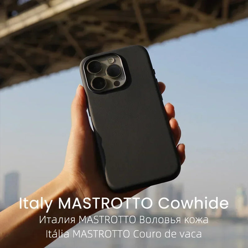 YMW Italian Nappa Case for iPhone 15 14 13 Pro Max Magnetic Supercar Interior Genuine Leather Business Premium Cow Phone Cover