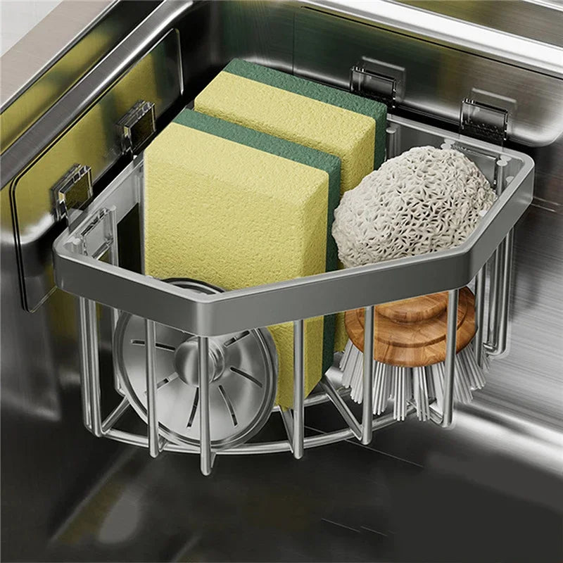 Stainless Steel Kitchen Storage Rack Sink Drain Rack Sponge Organizer Hanging Soap Drainer Shelf Basket Bathroom Shampoo Shelves