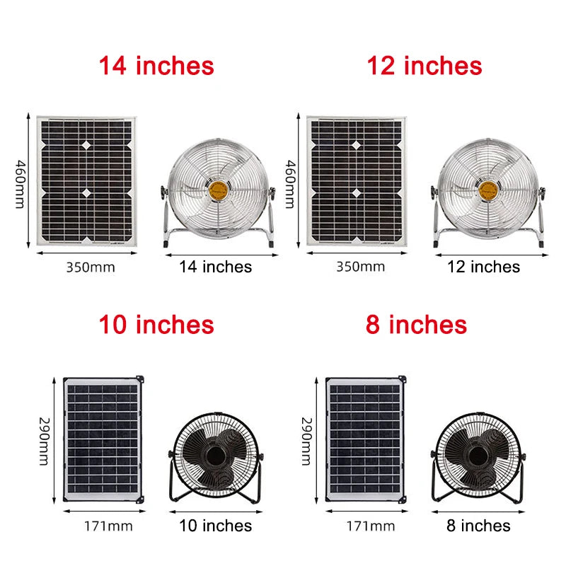 2024 New Household solar fan 12-speed large wind outdoor portable camping fan USB mobile phone fishing light charging