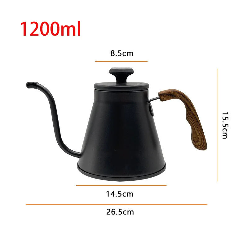 1.2L/ 42oz Coffee Kettle Thermometer Pour Over Stainless Steel Coffee Tea Pot Gooseneck Kettles Drip Barista Accessories