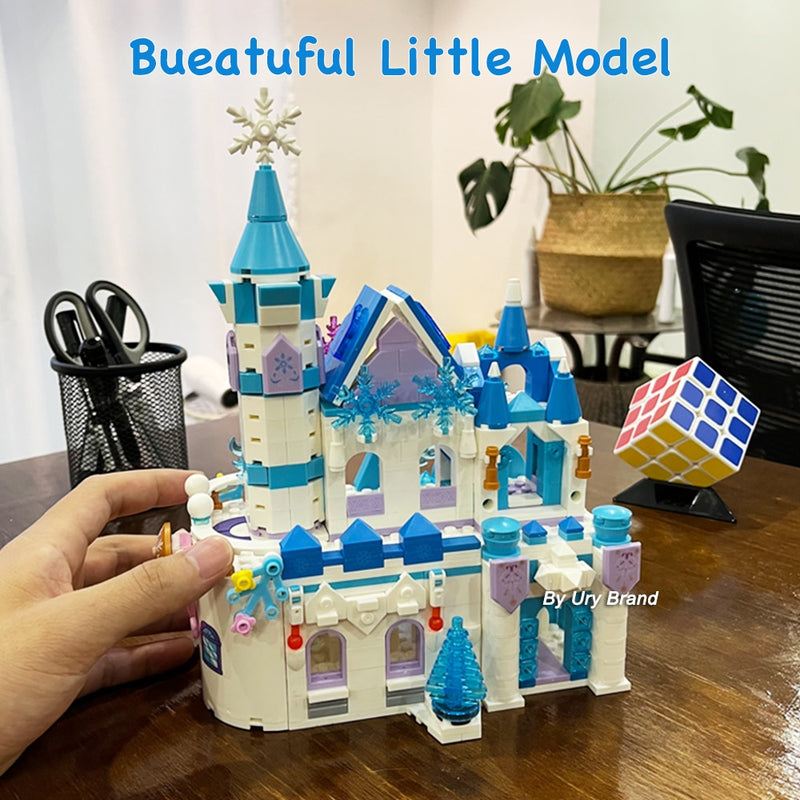 Friends Princess Castle House Sets for Girls Movies Royal Ice Playground Horse Carriage DIY Building Blocks Toys Kids Gifts 2022