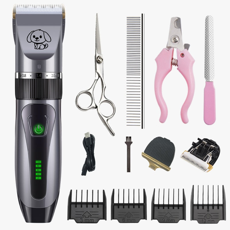 Dogs Clipper Grooming Clipper Kit USB Professional Rechargeable Low-Noise Clipper For Dog  Pets Hair Trimmer Display Battery