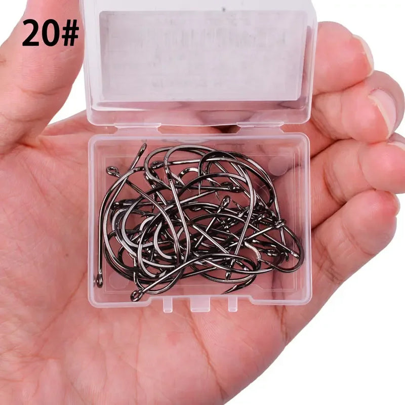 50pcs/'10pcs Maruseigo Fishing Hooks High Carbon Steel Carp Fishing Hook Set High Carbon Steel Sharp Barbed Offset Fishhook Box