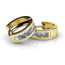 Huitan Fashion Versatile Women Hoop Earrings with Half Circle Cubic Zirconia Exquisite Gift Temperament Female Earrings Jewelry