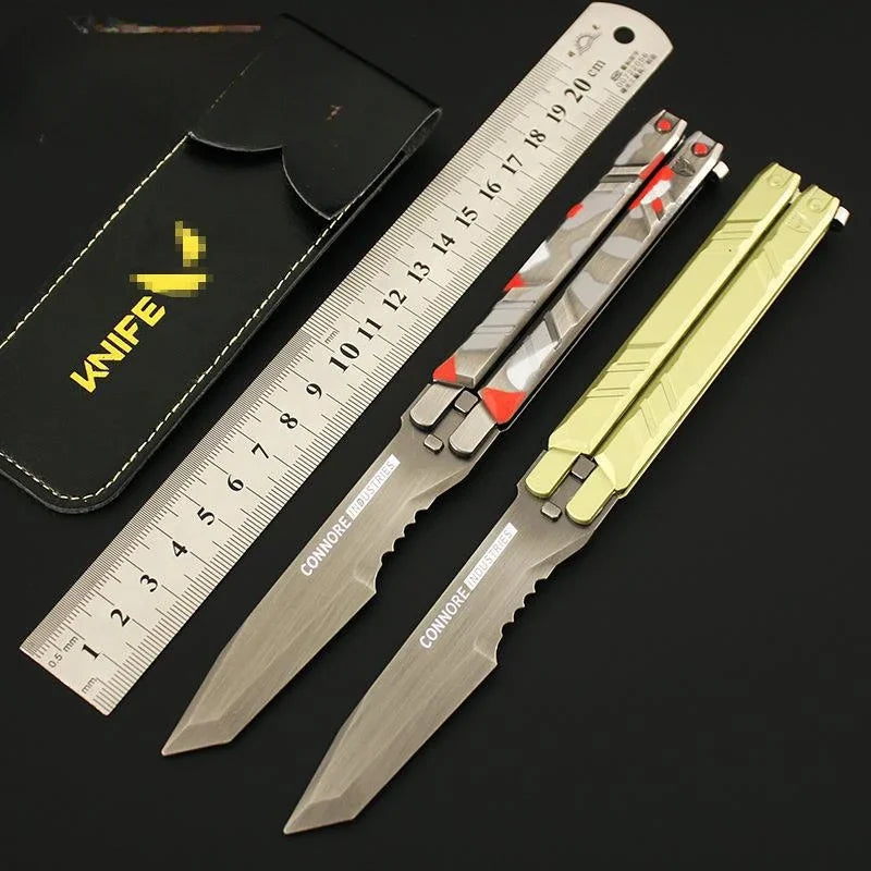 Weapon Model Toy 21cm Valorant Peripheral Reconnaissance Butterfly Knife-Camouflage Red Alloy Throwing Knife Weapon Model Toy